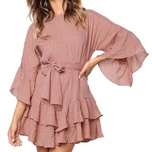 Brand new blush, long sleeved dress